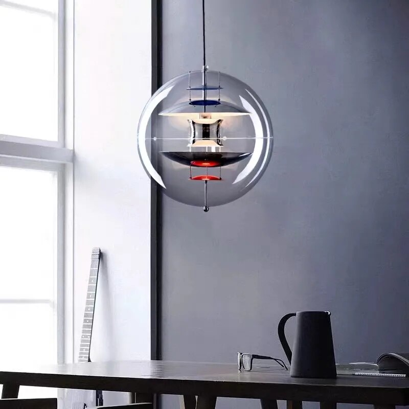 suspension boule chrome acrylique esthétique bar cafe - vue 3 sur 9