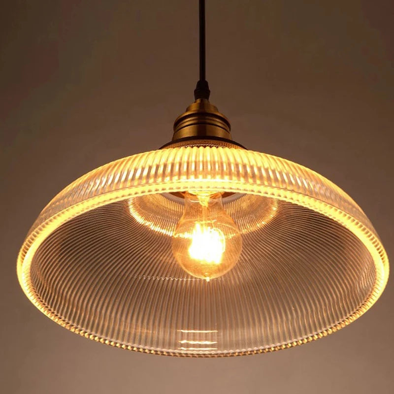 suspension Creative vintage rayure pot couverture verre lumières américain salon lampe Simple Restaurant Bar lampe LED E27 lumière - vue 3 sur 10