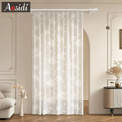 Voilage tulle floral moderne pour salon chambre fenêtre