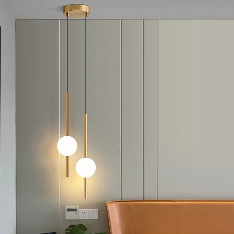 Nordique Simple boule de verre suspension lumières salle à manger chambre décor lampe suspendue Restaurant Bar Suspension lustres éclairage - vue 6 sur 10