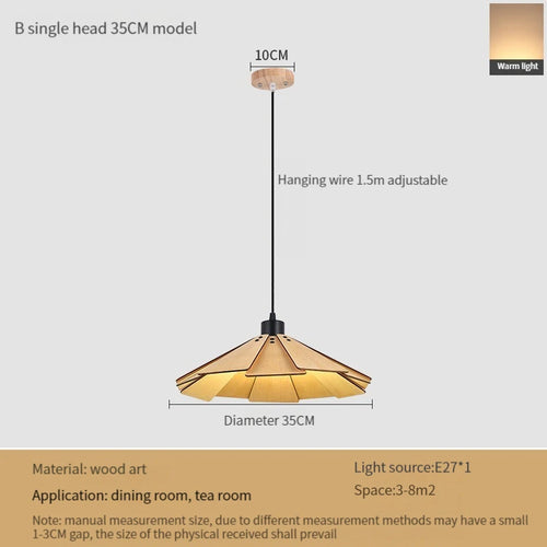 suspension en bois rétractable à bascule luminaire décoratif d'intérieur - vue 14 sur 18