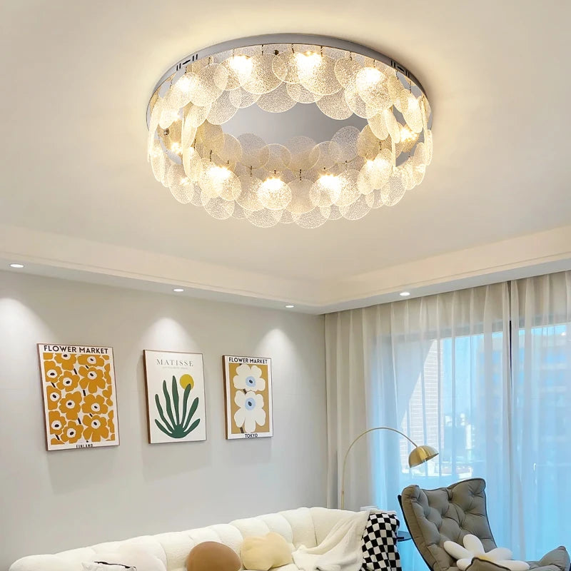 plafonnier led moderne en acier inoxydable et verre pour décoration intérieure - vue 3 sur 10