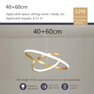 lustre moderne style nordique avec télécommande et anneau lumineux - vue 16 sur 30