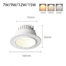 Borderless Embedded Anti Glare COB Downlight 7W 9W 12W 15W Dimmable 85-265V Spotlight Ceiling Lamp, Suitable For Hotel And villa