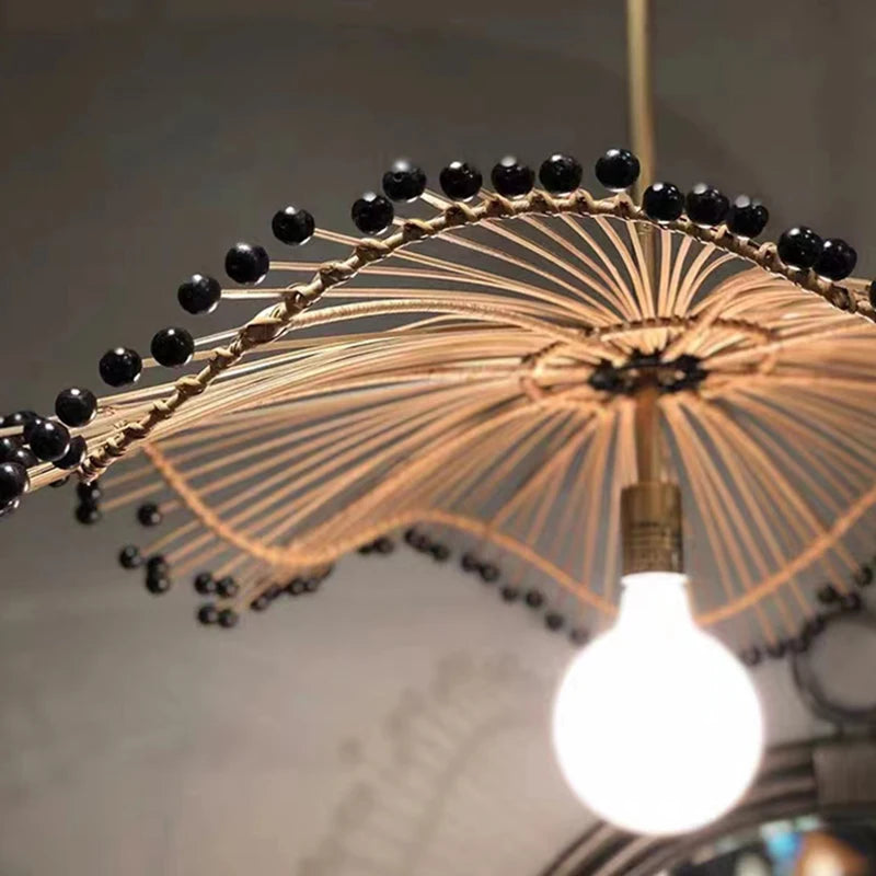 lustre art déco en corde de chanvre pour boutiques et restaurants - vue 5 sur 7