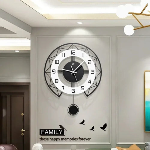 horloge murale pivotante créative design silencieuse pour décoration intérieure - vue 2 sur 7