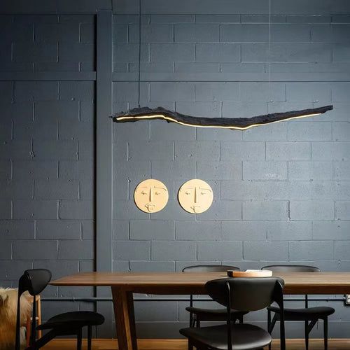 Personnalité nordique LED bandes lumineuses noir Restaurant Wabi-sabi lustre bureau chambre café salle d'exposition lampes suspendues - vue 3 sur 8