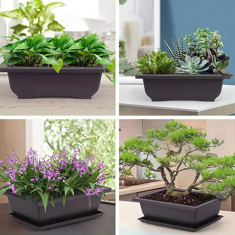 pots de fleurs rectangulaires imitation argile pour jardin extérieur - vue 11 sur 30