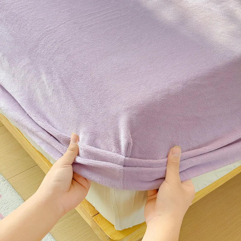 drap-housse en velours chaud avec bande élastique 360 degrés