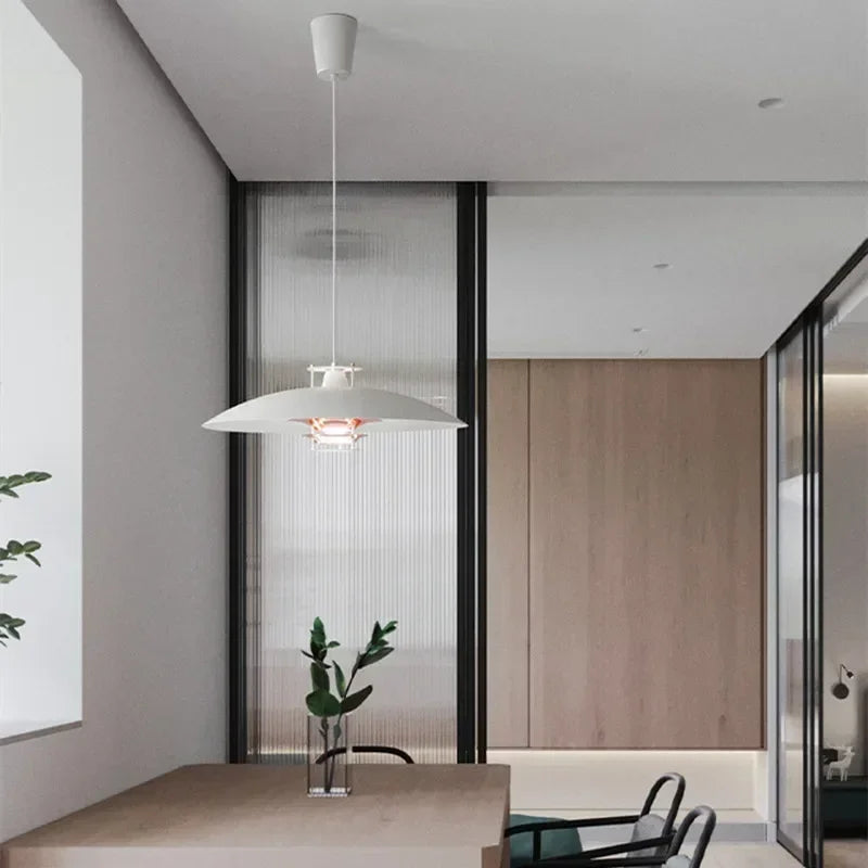 Nordic Circular Pendant Light, Modern Dining Room, Bedroom, Bar Counter, LED Pendant Light, White Warm Light 45cm Light - vue 3 sur 8