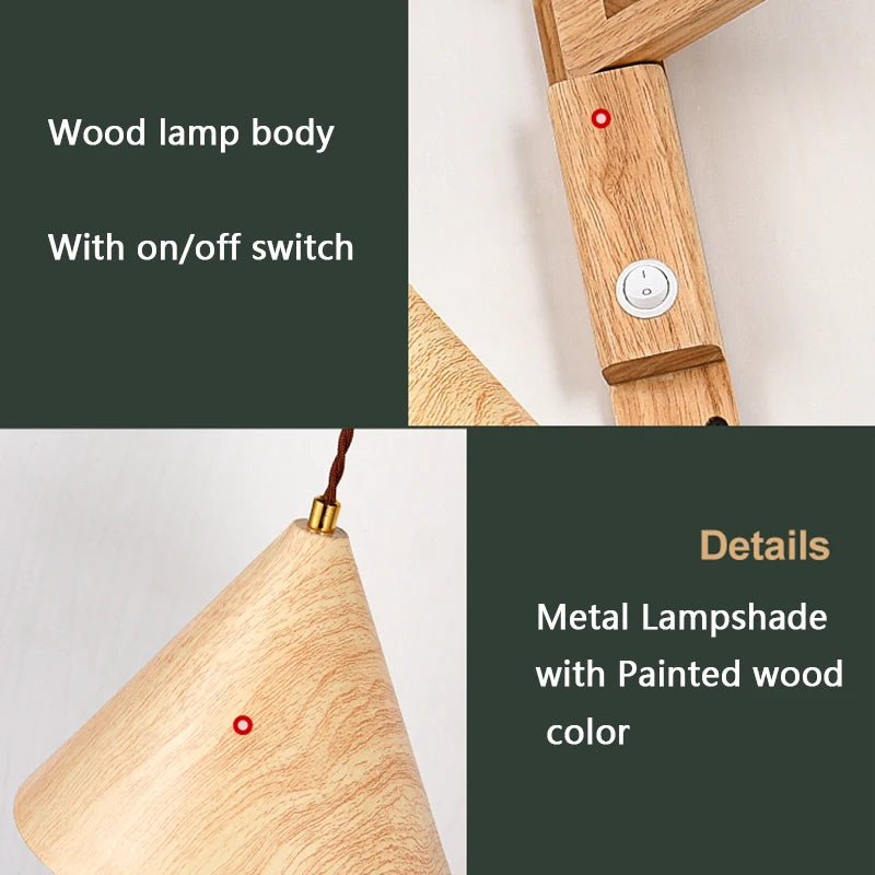 applique murale pliable vintage japonaise avec interrupteur led