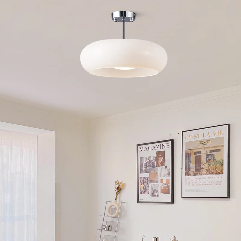 IWHD nordique plafond moderne à LEDs lampe maison éclairage intérieur chambre salon salle à manger cuivre jaune verre abat-jour lampara