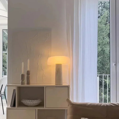 lampe à poser en travertin naturel design créatif champignon décoratif