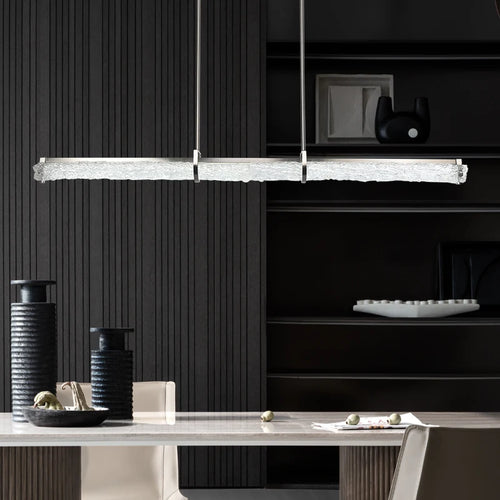 suspension moderne en acier inoxydable avec barre en cristal minimaliste - vue 2 sur 9