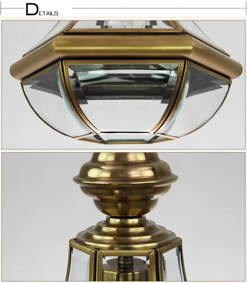suspension extérieure Style américain Rural plein cuivre étanche lustre Villa porche solarium/couloir/balcon pavillon pavillon lampe en laiton - vue 7 sur 9