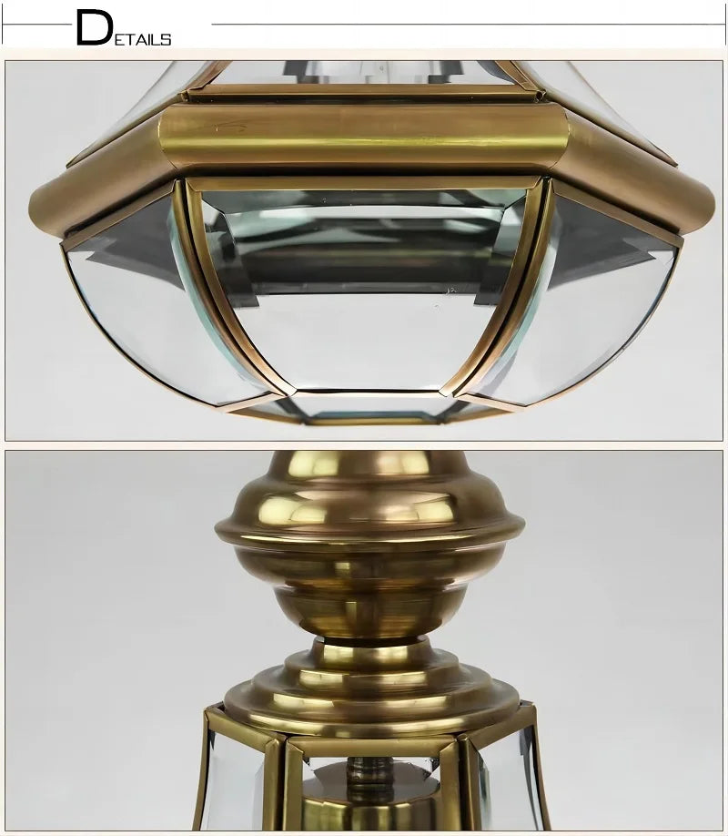 suspension extérieure Style américain Rural plein cuivre étanche lustre Villa porche solarium/couloir/balcon pavillon pavillon lampe en laiton - vue 6 sur 9