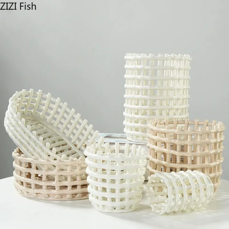panier de rangement en céramique pour fruits et ustensiles de cuisine - vue 3 sur 21