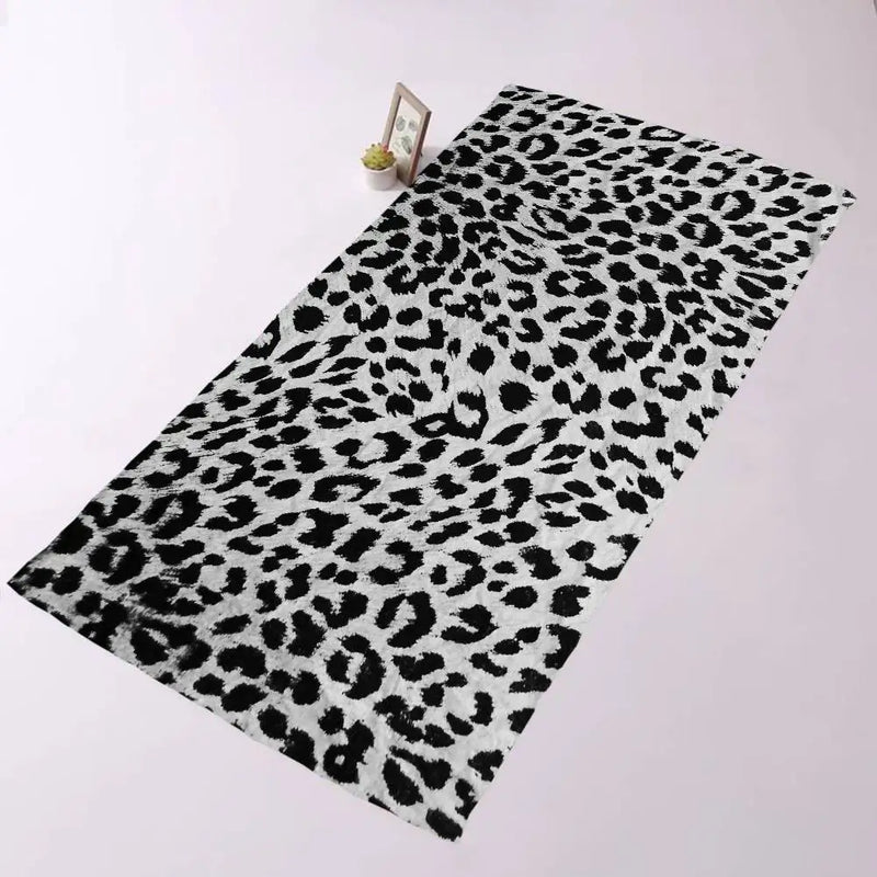 serviette de bain microfibre absorbante motif leopard vache