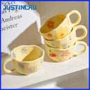 Mug ceramique artisanal floral forme irreguliere 300ml