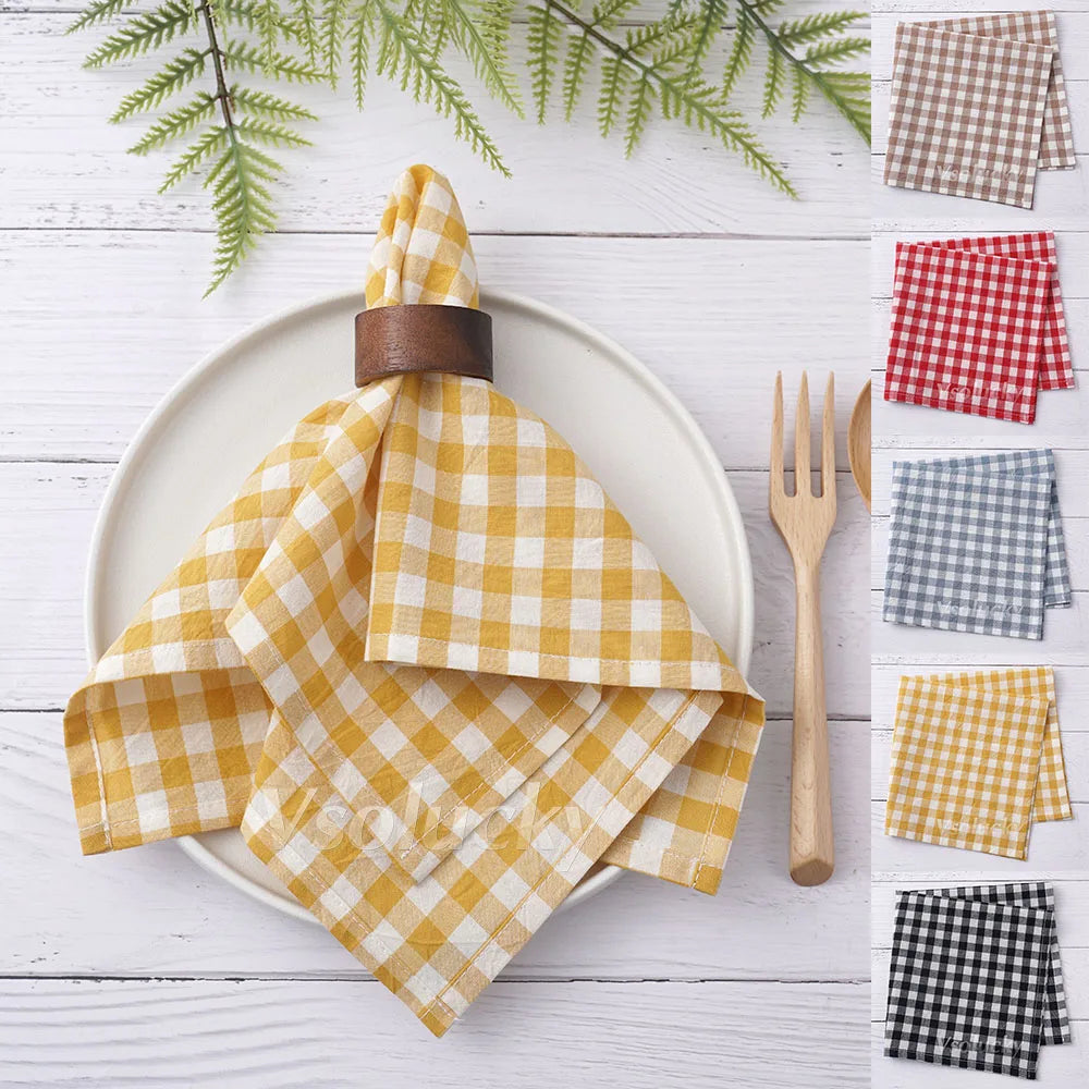 Serviette de table coton vichy carreaux style champetre