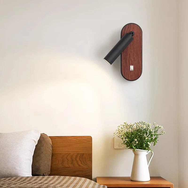 Applique murale LED nordique en grain de bois - vue 3 sur 8