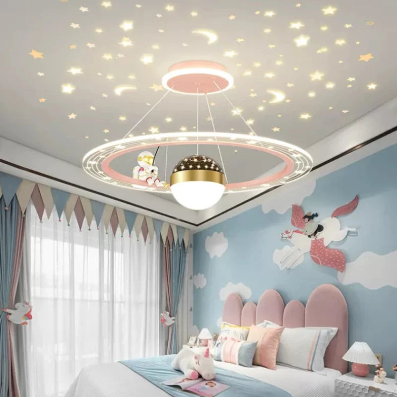 Lustre LED rond d'astronaute à gradation pour chambre d'enfant - vue 2 sur 12