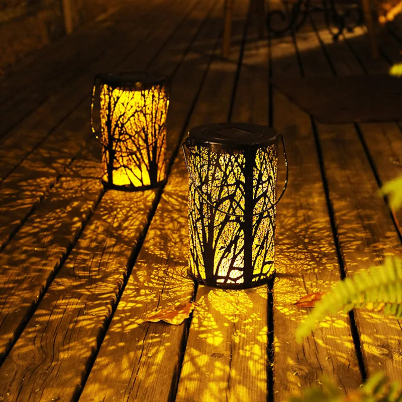 lanterne solaire rétro en fer pour jardin extérieur - vue 6 sur 11