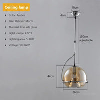 lustre rétro américain en verre ambré pour ambiance créative
