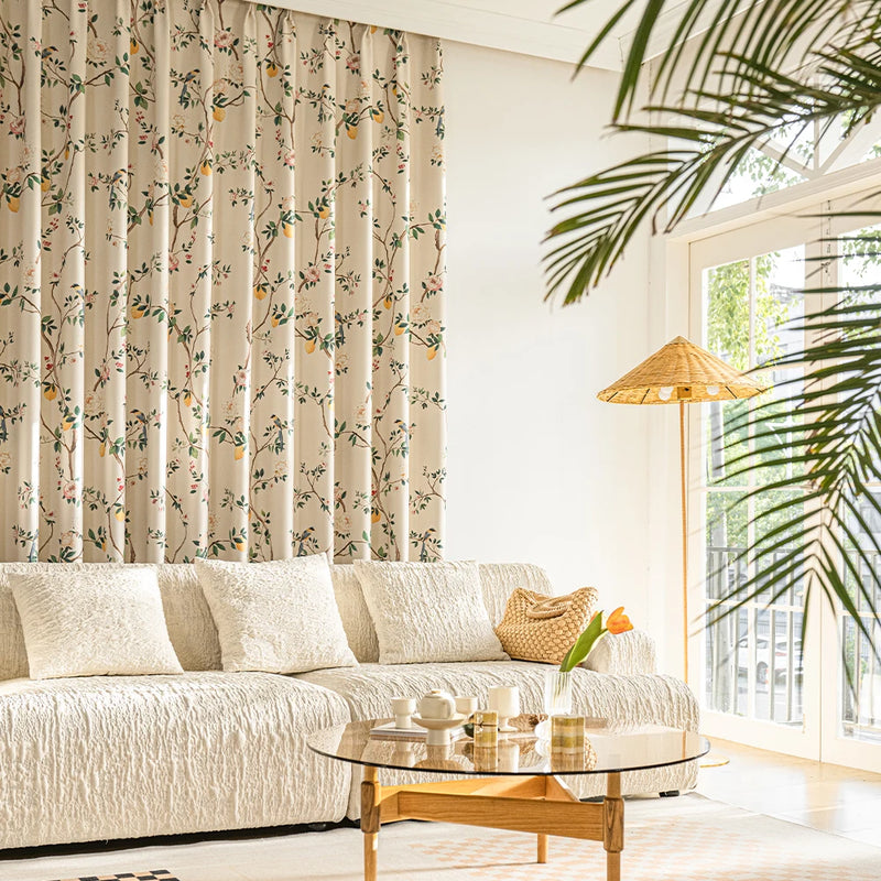 Rideau occultant motif citron decoration cuisine salon chambre