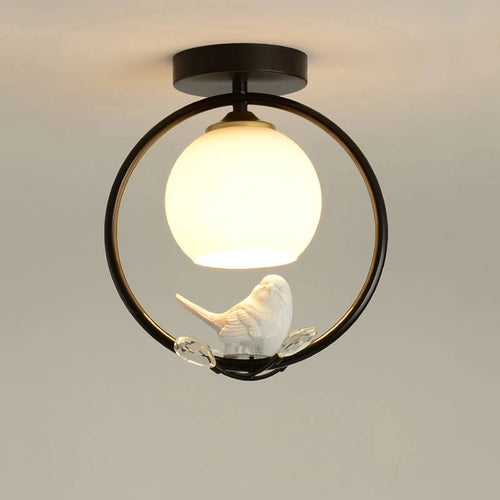 plafonnier nordique en fer style 	 avec décoration oiseau - vue 3 sur 16