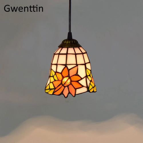 suspension en verre teinté style tiffany pour décoration moderne - vue 10 sur 14