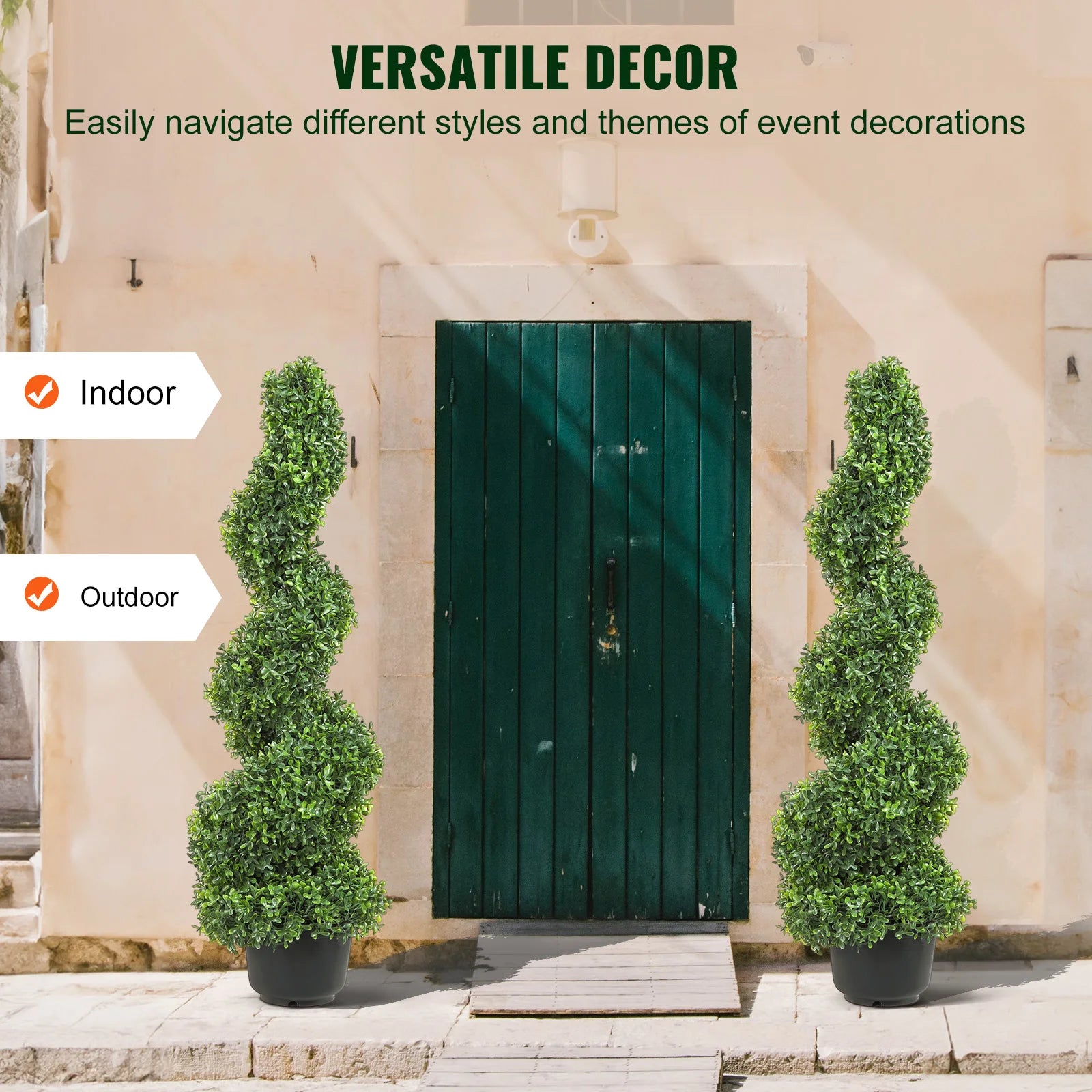 plante artificielle topiaire spirale décorative en plastique vert - vue 11 sur 10