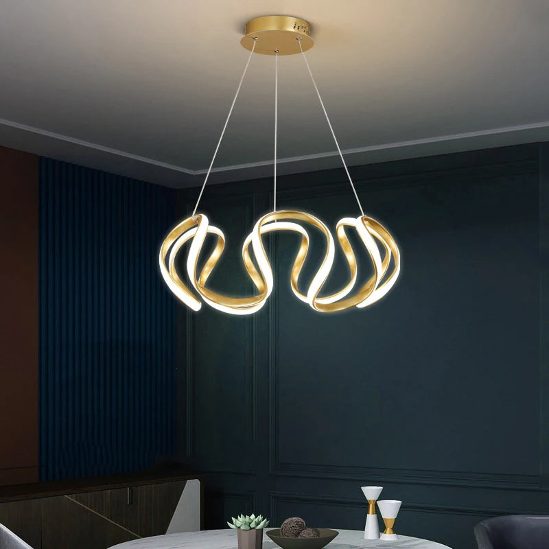 lustre moderne led décoration maison mode plafonnier luminaires - vue 2 sur 15