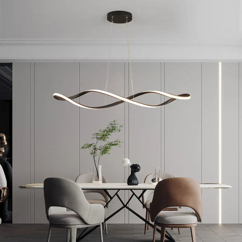 Lustre LED modernes pour salle à manger salon chambre L92cm Or / Chrome / Noir Télécommande - vue 3 sur 9