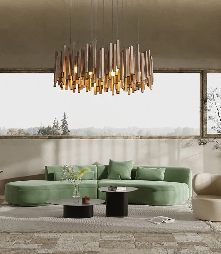 Lustre de Restaurant chinois en bois massif - vue 4 sur 16