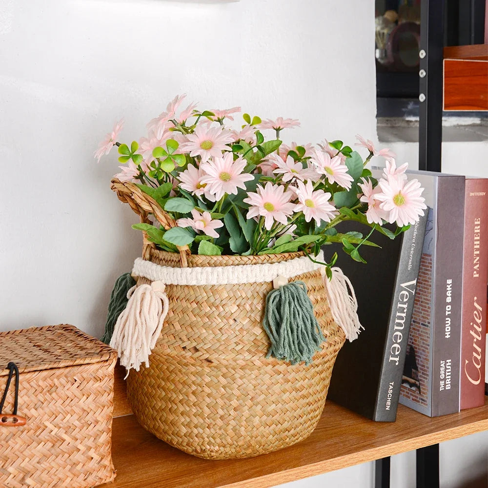 panier tissé en jonc de mer pour rangement décoratif - vue 4 sur 7