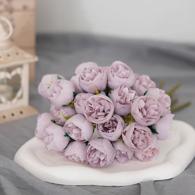 bouquet de 27 roses et pivoines artificielles en soie décoratif