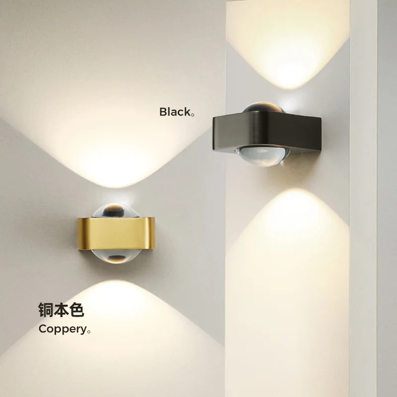 applique murale carré cuivre moderne led double tête luxe - vue 3 sur 8