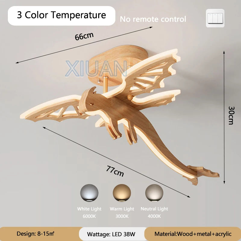 plafonnier led dragon pour enfants style nordique naturel - vue 7 sur 7