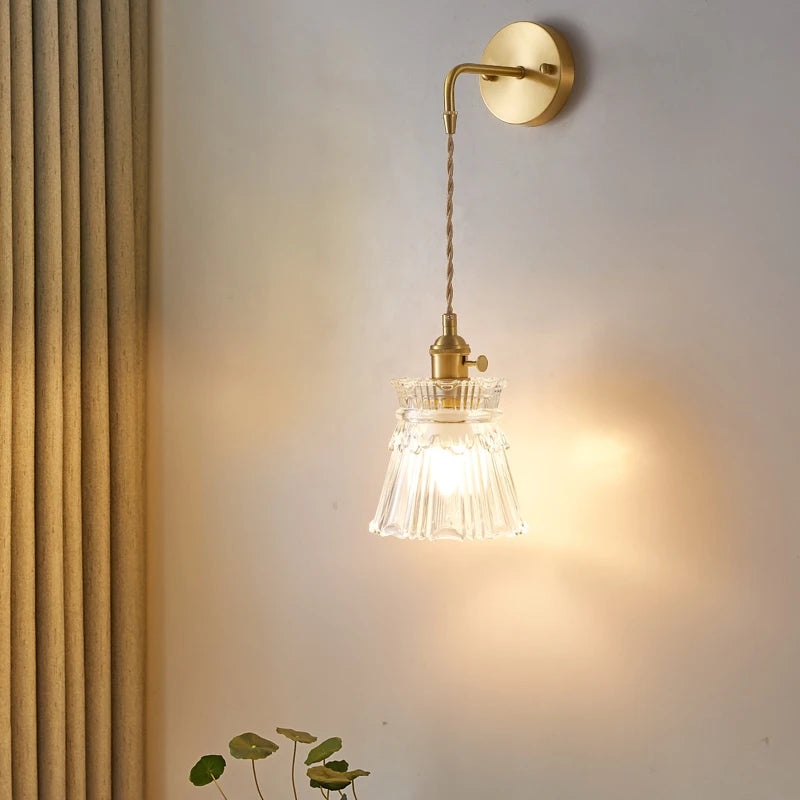 applique murale à led en laiton et verre pour décoration intérieure - vue 2 sur 23
