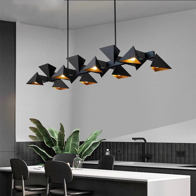 Lustre design moderne en métal noir décoratif intérieur