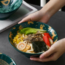 Bol ramen japonais en céramique motif floral 12l