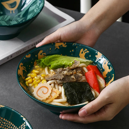 Bol ramen japonais en céramique motif floral 12l