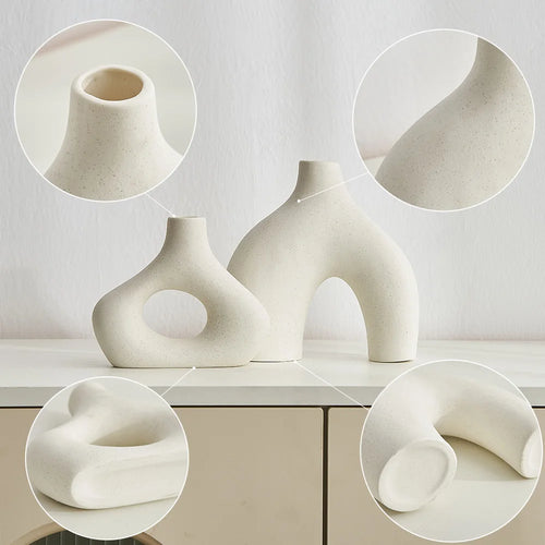 lot de 2 vases en céramique nordique pour décoration moderne - vue 6 sur 7
