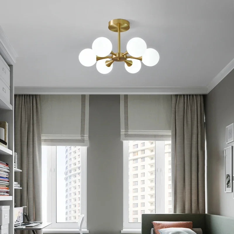 lustre nordique en verre blanc pour éclairage intérieur - vue 3 sur 23