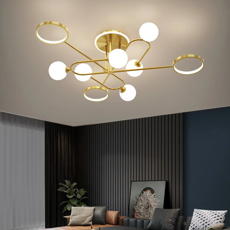 lustre led moderne en verre pour - vue 3 sur 12
