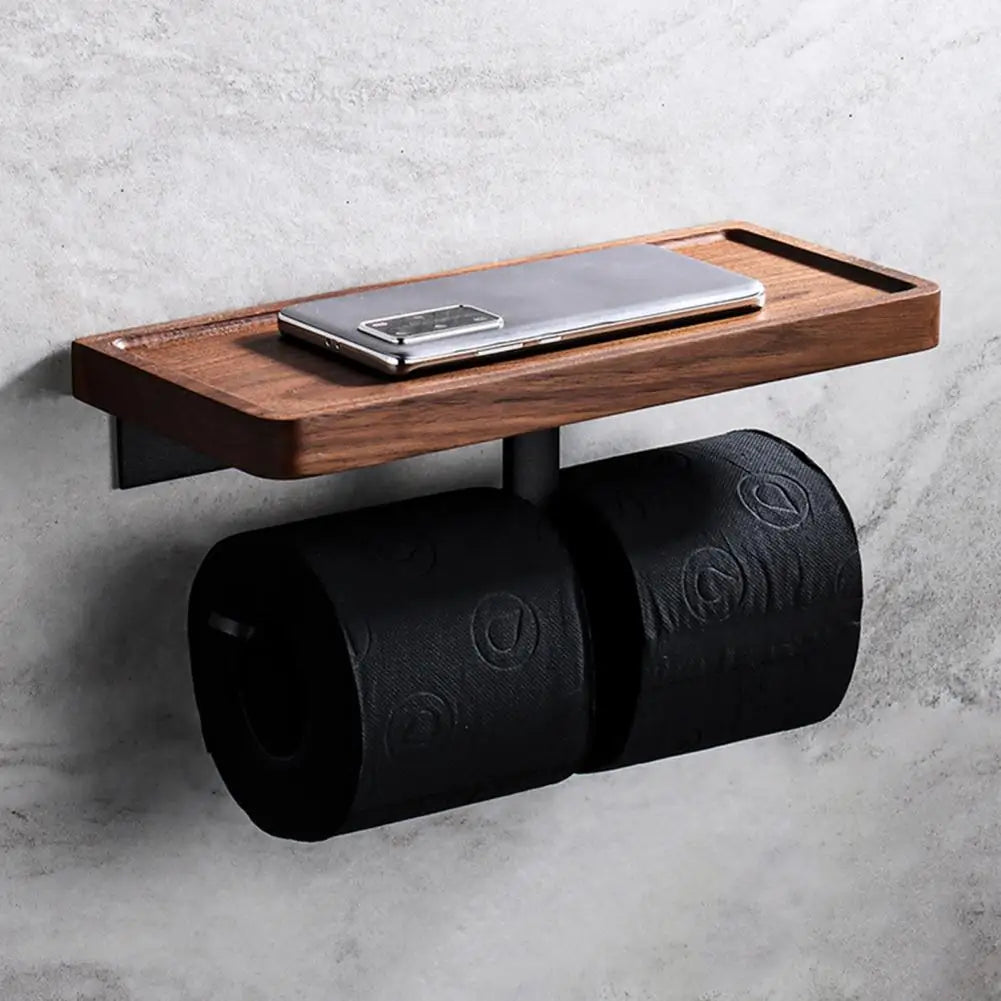 porte-mouchoirs en bois avec étagère pour salle de bain - vue 5 sur 8