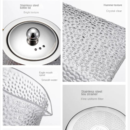Théière verre martelé avec filtre inox infuseur