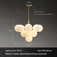 lustre nordique en cuivre design créatif en verre à LED