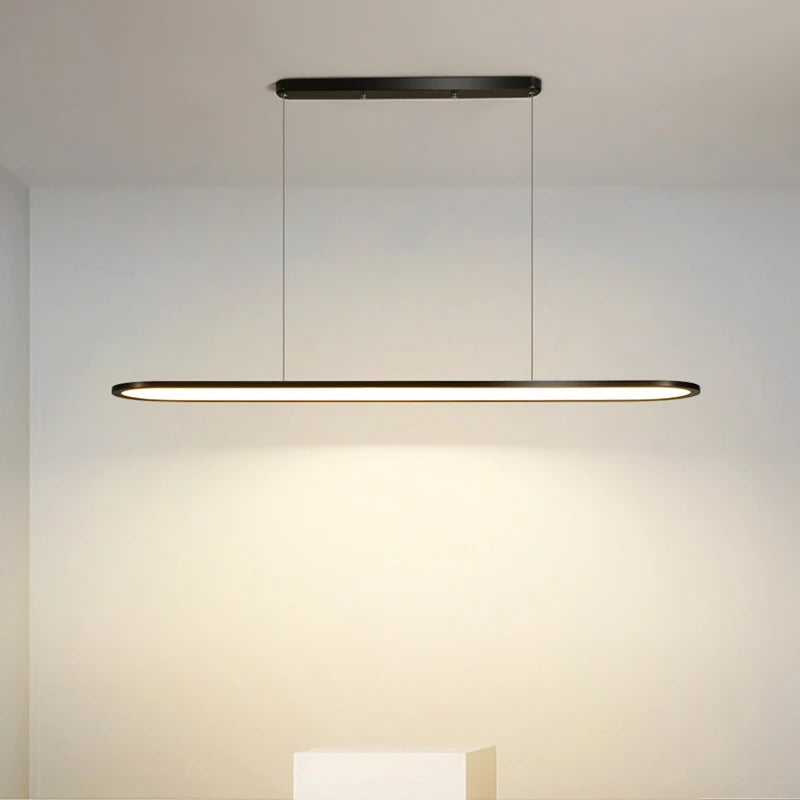 lustre led moderne simple restaurant nordique rectangulaire créatif - vue 4 sur 22